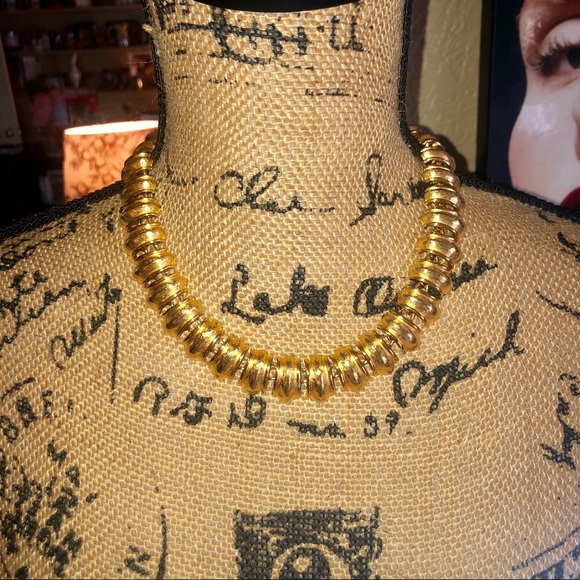 Vintage Signed Anne Klein Circa 1980s Gold chunk Necklace - Picture 1 of 6
